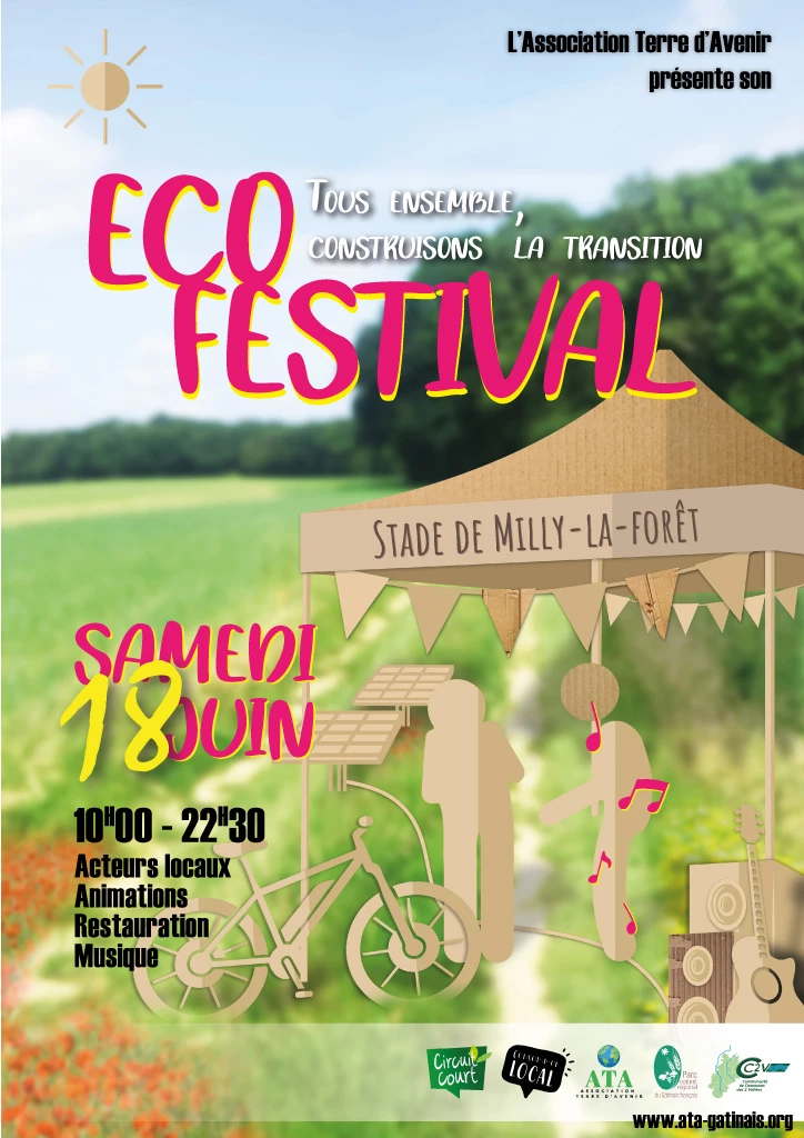 1er ECO-FESTIVAL le 18/06/22 Stade de Milly La Forêt. Rencontrer les acteurs de la transition énergétique. Ambiance festive pour capter la bonne énergie !